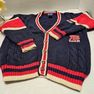 Gap Boys Child Sweater Knit Cotton Cardigan Button 755 Team Blue Red Beige S